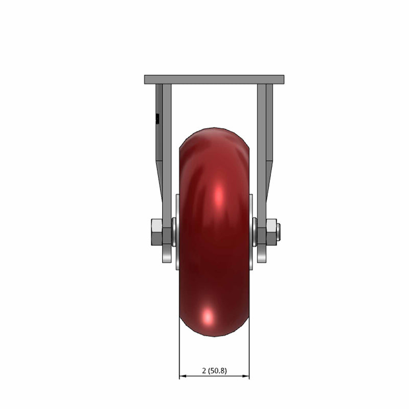 6"x2" Maintenance-Free Rigid Caster with MAX-Efficiency Maroon Wheel