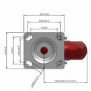 6"x2" Maintenance-Free Swivel Caster with MAX-Efficiency Maroon Wheel