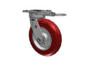 Ergonomic Maintenance-Free 8"x2" MAX-Efficiency Maroon Caster with 4"x4.5" Plate & Swivel Lock