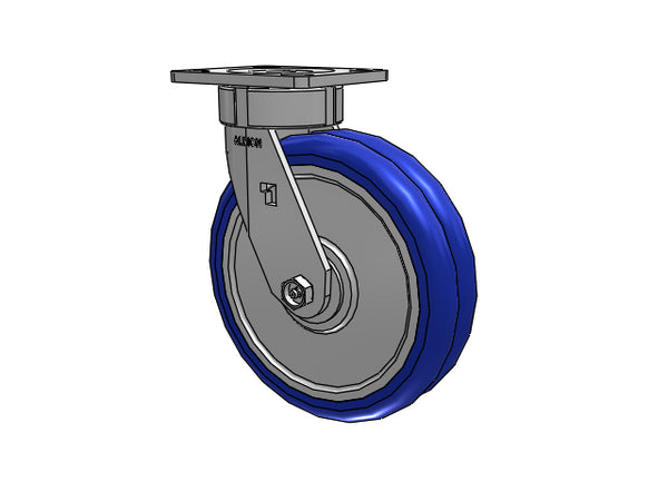 Ergonomic Maintenance-Free 8"x2" Swivel-EAZ Crowned Wheel  Caster with 4"x4.5" Plate