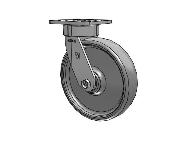 Ergonomic Maintenance-Free 8"x2" Solid Elastomer Wheel Caster with 4"x4.5" Plate