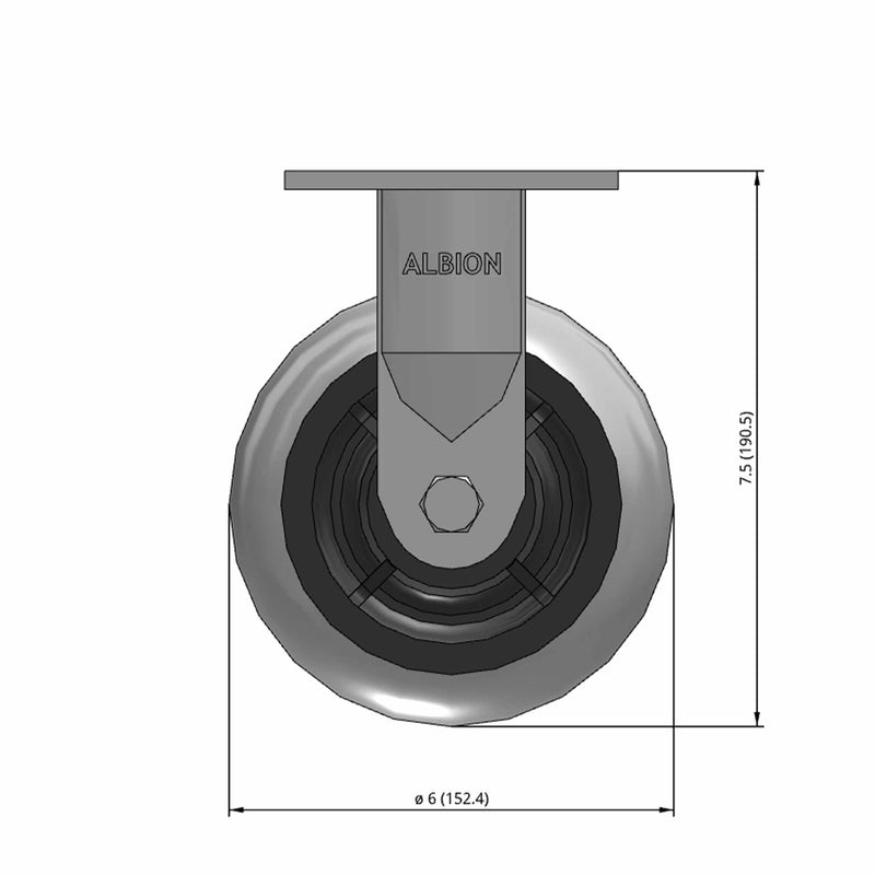 6"x2" Maintenance-Free Rigid Performance-Rubber Donut Wheel Caster