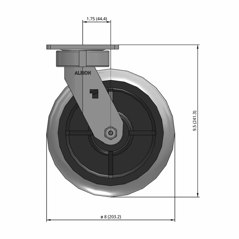 8"x2" Maintenance-Free Swivel Performance-Rubber Donut Wheel Caster