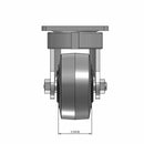 Top dimensioned CAD view of an Albion Casters 4" x 2" wide wheel Swivel caster with 4" x 4-1/2" top plate, without a brake, XS - X-tra Soft Rubber (Flat) wheel and 350 lb. capacity part
