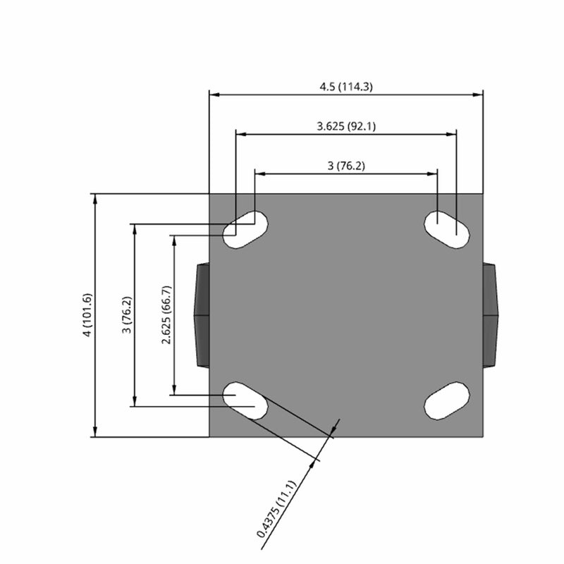 5"x2" Maintenance-Free Rigid Flat Performance-Rubber Wheel Caster