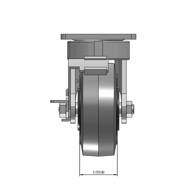 5"x2" Maintenance-Free Side Lock Flat Performance-Rubber Wheel Caster