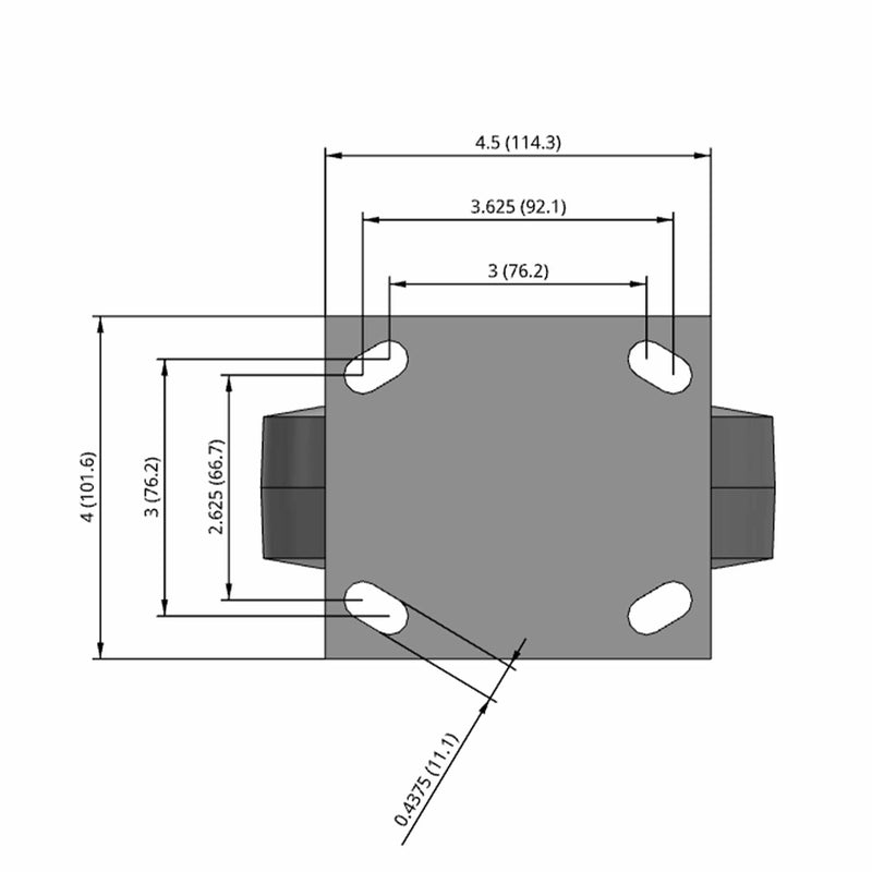 6"x2" Maintenance-Free Rigid Flat Performance-Rubber Wheel Caster