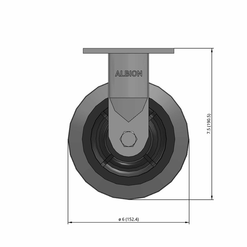 6"x2" Maintenance-Free Rigid Flat Performance-Rubber Wheel Caster