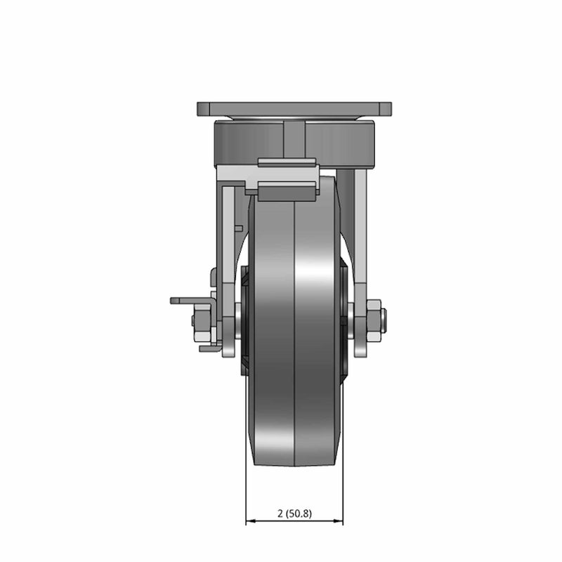 6"x2" Maintenance-Free Side Lock Flat Performance-Rubber Wheel Caster