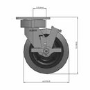 6"x2" Maintenance-Free Side Lock Flat Performance-Rubber Wheel Caster