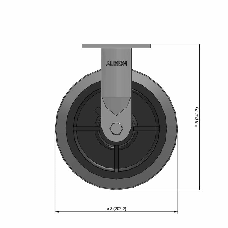 8"x2" Maintenance-Free Rigid Flat Performance-Rubber Wheel Caster