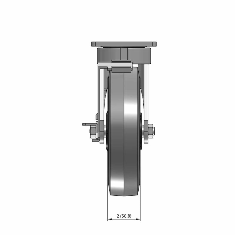8"x2" Maintenance-Free Side Lock Flat Performance-Rubber Wheel Caster