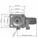8"x2" Maintenance-Free Side Lock Flat Performance-Rubber Wheel Caster