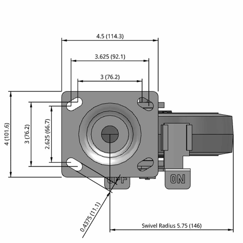 8"x2" Maintenance-Free Side Lock Flat Performance-Rubber Wheel Caster