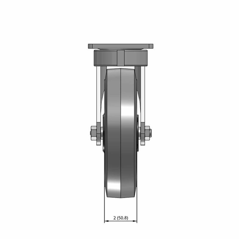 8"x2" Maintenance-Free Swivel Flat Performance-Rubber Wheel Caster