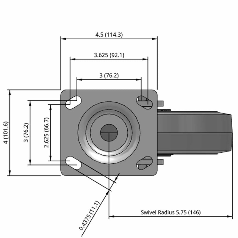 8"x2" Maintenance-Free Swivel Flat Performance-Rubber Wheel Caster