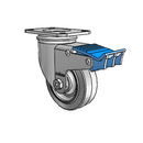 3.5"x1.25" Performa Delrin Bearing Direction Lock Caster with 2.5"x3.625" Plate