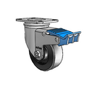 3.5"x1.25" Polyolefin Ball Bearing Direction Lock Caster with 2.5"x3.625" Plate