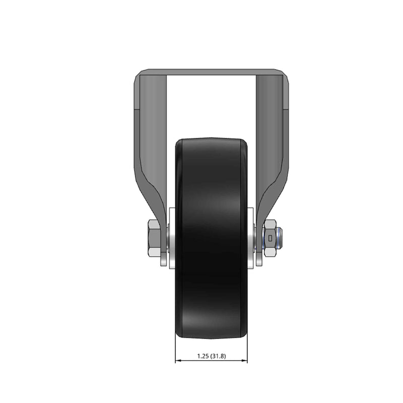 Top dimensioned CAD view of a Colson Casters 3.5" x 1.25" wide wheel Rigid caster with 2-11/16" x 3-5/8" top plate, without a brake, Polyolefin wheel and 230 lb. capacity part