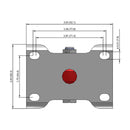 Side dimensioned CAD view of a Colson Casters 3.5" x 1.25" wide wheel Rigid caster with 2-11/16" x 3-5/8" top plate, without a brake, HI-TECH Polyurethane wheel and 250 lb. capacity part