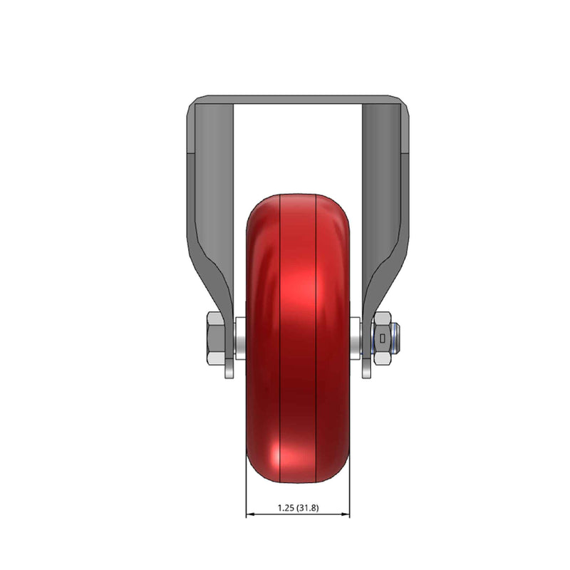 Top dimensioned CAD view of a Colson Casters 3.5" x 1.25" wide wheel Rigid caster with 2-11/16" x 3-5/8" top plate, without a brake, HI-TECH Polyurethane wheel and 250 lb. capacity part