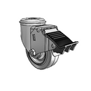 3.5"x1.25" Performa Delrin Bearing Caster with Total Lock and 1/2" Hollow Rivet