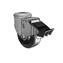 3.5"x1.25" Polyolefin Ball Bearing Caster with Total Lock and 1/2" Hollow Rivet