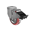 3.5"x1.25" HI-TECH Delrin Bearing Caster with Total Lock and 1/2" Hollow Rivet