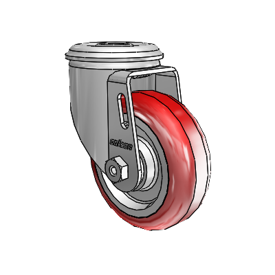 3.5"x1.25" HI-TECH Delrin Bearing Caster with 1/2" Hollow Rivet