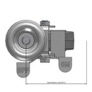 Side dimensioned CAD view of a Colson Casters 3.5" x 1.25" wide wheel Swivel caster with 1/2"-13 x 1-1/2" stud, with a side locking brake, Performa wheel and 250 lb. capacity part