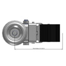 Side dimensioned CAD view of a Colson Casters 3.5" x 1.25" wide wheel Swivel caster with 1/2"-13 x 1-1/2" stud, with a top total locking brake, Performa wheel and 250 lb. capacity part