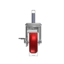 Top dimensioned CAD view of a Colson Casters 3.5" x 1.25" wide wheel Swivel caster with 1/2"-13 x 1-1/2" stud, with a side locking brake, HI-TECH Polyurethane wheel and 250 lb. capacity part