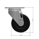 Front dimensioned CAD view of a Colson Casters 3.5" x 1.25" wide wheel Swivel caster with 2-1/2" x 3-5/8" top plate, without a brake, Polyolefin wheel and 230 lb. capacity part