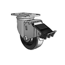 3.5"x1.25" Polyolefin Ball Bearing Caster with Total Lock and 2.5"x3.625" Plate