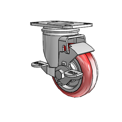 3.5"x1.25" HI-TECH Delrin Bearing Side-Lock Caster with 2.5"x3.625" Plate