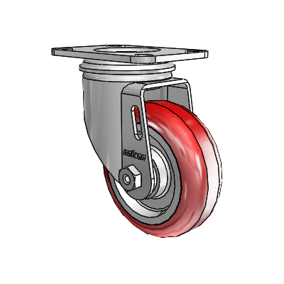 3.5"x1.25" HI-TECH Delrin Bearing Caster with 2.5"x3.625" Plate