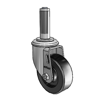 3.5"x1.25" Polyolefin Delrin Bearing Caster with 7/8" to 15/16" Inside Dia. Square Tubing Expanding Adapter (MTG51)