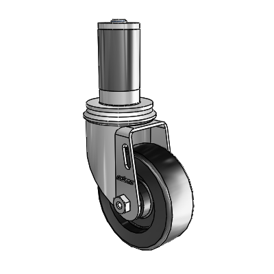 3.5"x1.25" Polyolefin Delrin Bearing Caster with 1-3/8" to 1-7/16" Inside Dia. Square Tubing Expanding Adapter (MTG55)