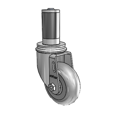 3.5"x1.3125" Performa Ball Bearing Caster with 1-3/8" to 1-7/16" Inside Dia. Square Tubing Expanding Adapter (MTG55)