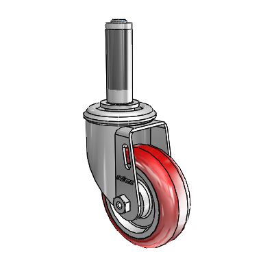 3.5"x1.25" HI-TECH Ball Bearing Caster with 7/8" to 15/16" Inside Dia. Round Tubing Expanding Adapter (MTG41)