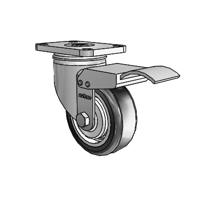Stainless 3.5"x1.25" High-Temp TPE Precision Ball Caster with Total Lock and 2.5"x3.625" Plate