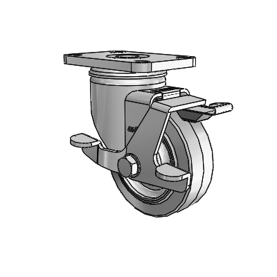 Stainless 3.5"x1.25" Performa Delrin Bearing Side-Lock Caster with 2.5"x3.625" Plate