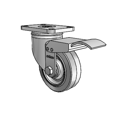 Stainless 3.5"x1.25" Performa Delrin Bearing Caster with Total Lock and 2.5"x3.625" Plate