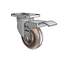 Stainless 3.5"x1.25" Thermo Plain Caster with Total Lock and 2.5"x3.625" Plate