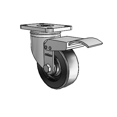 Stainless 3.5"x1.25" Polyolefin Delrin Bearing Caster with Total Lock and 2.5"x3.625" Plate