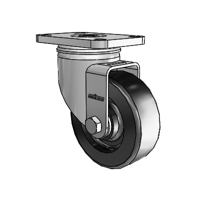 Stainless 3.5"x1.25" Polyolefin Delrin Bearing Caster with 2.5"x3.625" Plate
