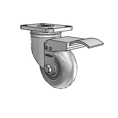 Stainless 3.5"x1.3125" Performa Delrin Bearing Caster with Total Lock and 2.5"x3.625" Plate