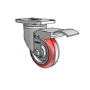 Stainless 3.5"x1.25" HI-TECH Delrin Bearing Caster with Total Lock and 2.5"x3.625" Plate