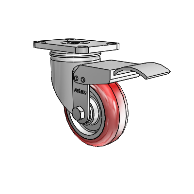 Stainless 3.5"x1.25" HI-TECH Delrin Bearing Caster with Total Lock and 2.5"x3.625" Plate