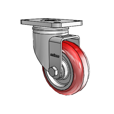 Stainless 3.5"x1.25" HI-TECH Delrin Bearing Caster with 2.5"x3.625" Plate